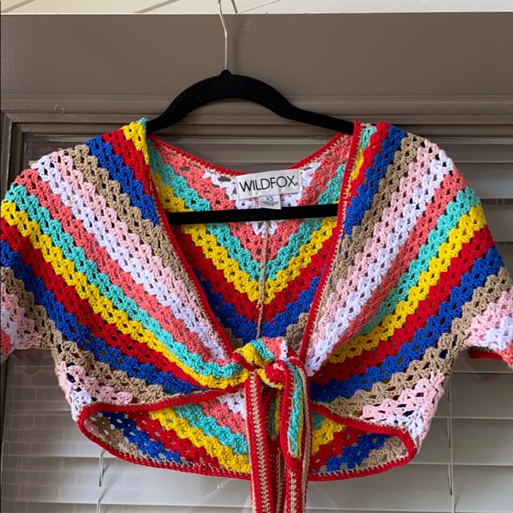 Wildfox crochet tie top